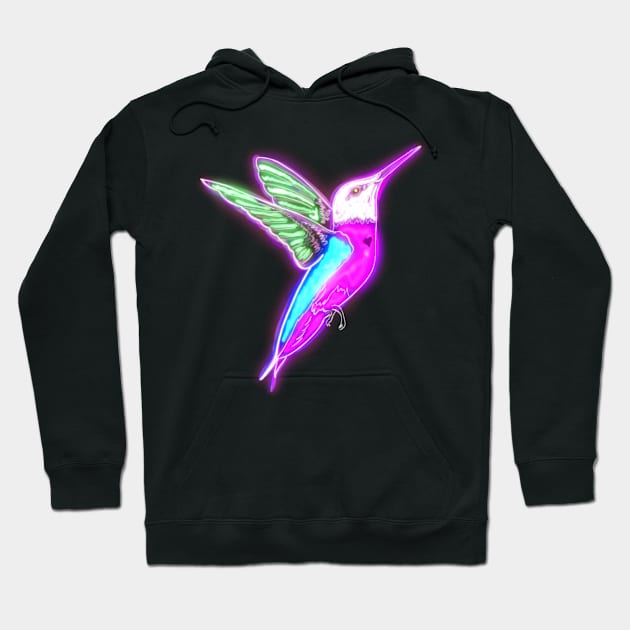 Neon hummingbird Hoodie by SandyJam